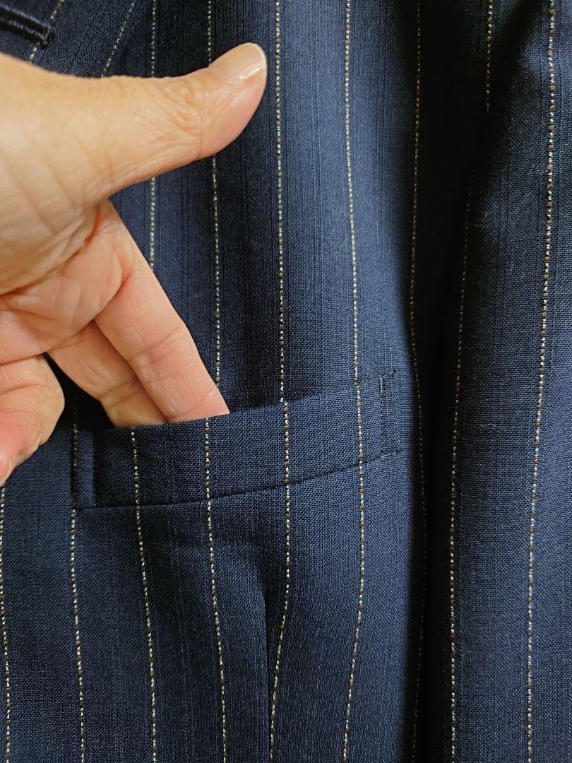 【美品】スーツ3点セット セットアップ ネイビー ストライプ 3ピース