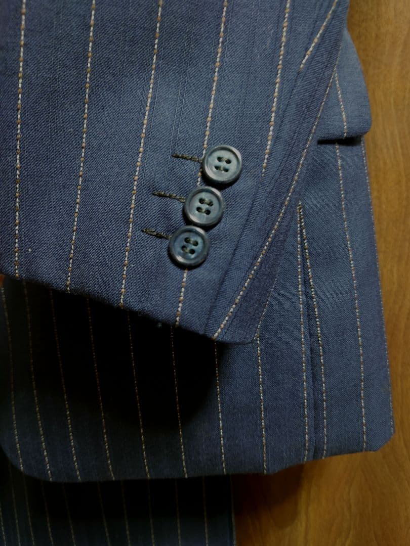 【美品】スーツ3点セット セットアップ ネイビー ストライプ 3ピース