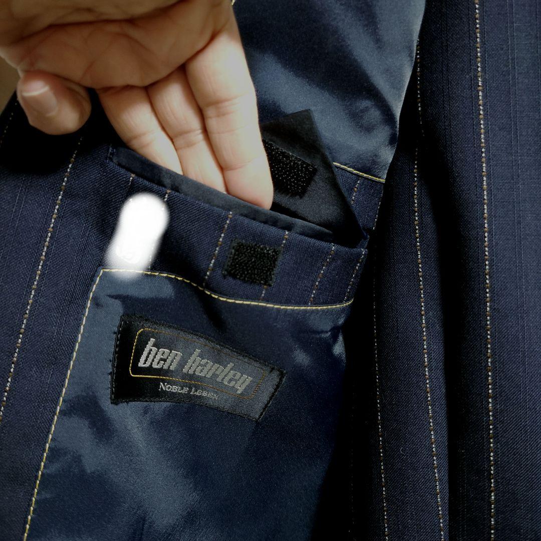 【美品】スーツ3点セット セットアップ ネイビー ストライプ 3ピース