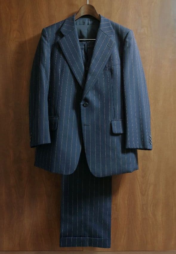 【美品】スーツ3点セット セットアップ ネイビー ストライプ 3ピース