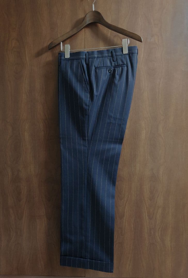 【美品】スーツ3点セット セットアップ ネイビー ストライプ 3ピース