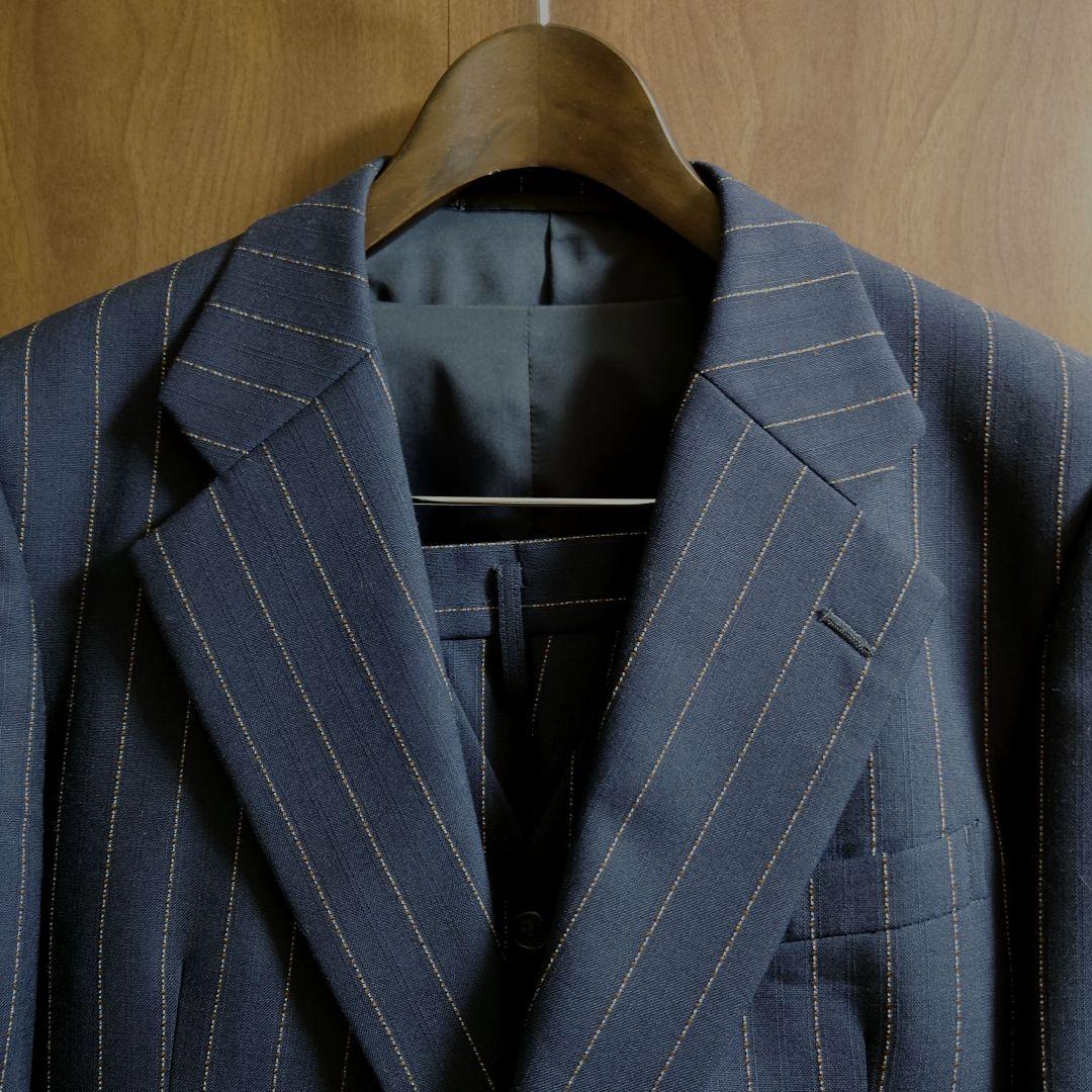 【美品】スーツ3点セット セットアップ ネイビー ストライプ 3ピース