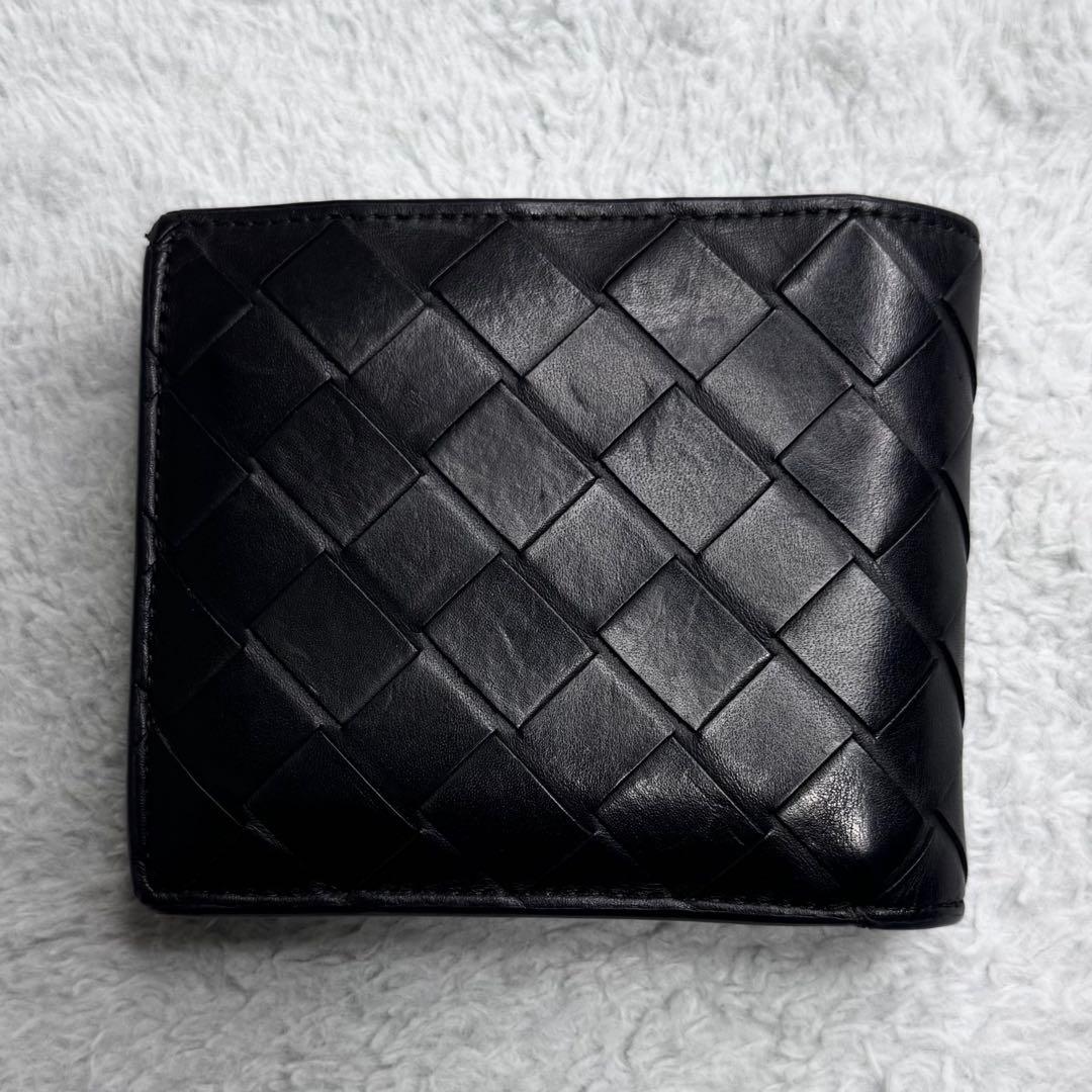 RFID ボッテガヴェネタ 二つ折り財布 マキシイントレチャート 黒