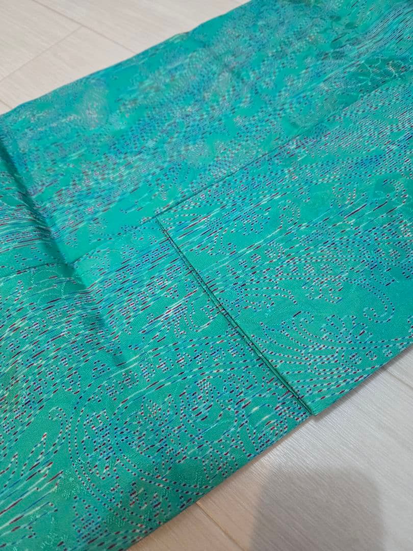 九寸名古屋帯☆緑☆新品☆正絹☆原色染☆西陣☆色遊び☆特撰創作多色染☆なごや帯