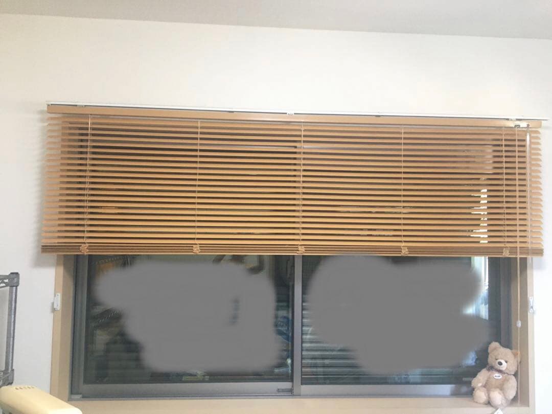 カーテンレール取付け 木目調 ウッド アルミ　ブラインド ライトベージュ