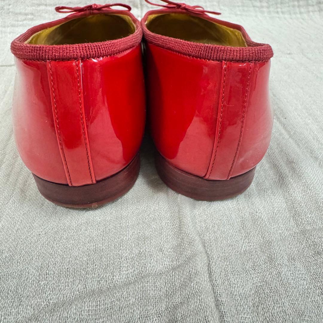 レアカラー　CHANEL 赤　エナメル　バレリーナ　フラットシューズ　パンプス