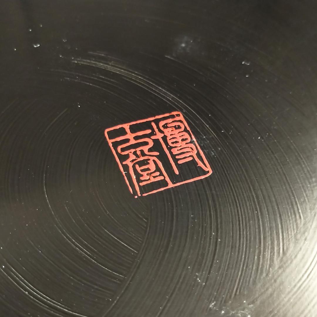 鎌倉彫　博古堂　大型　11寸　35.5㎝　柿モチーフ　丸皿・丸盆