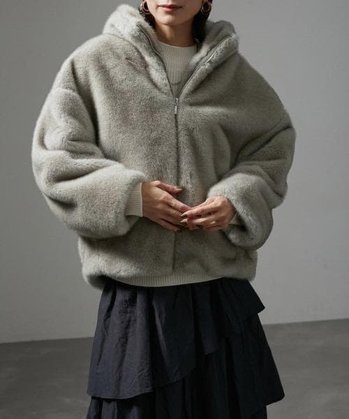 SALON ジャケット adam et rope'グラデーションファーブルゾン