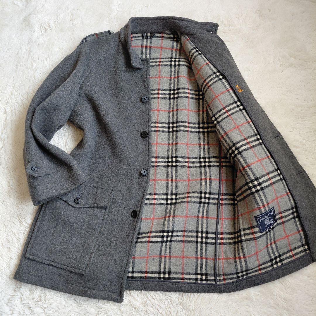 BURBERRY　ウールコート　ノバチェック　グレー　ホースロゴ　メンズ