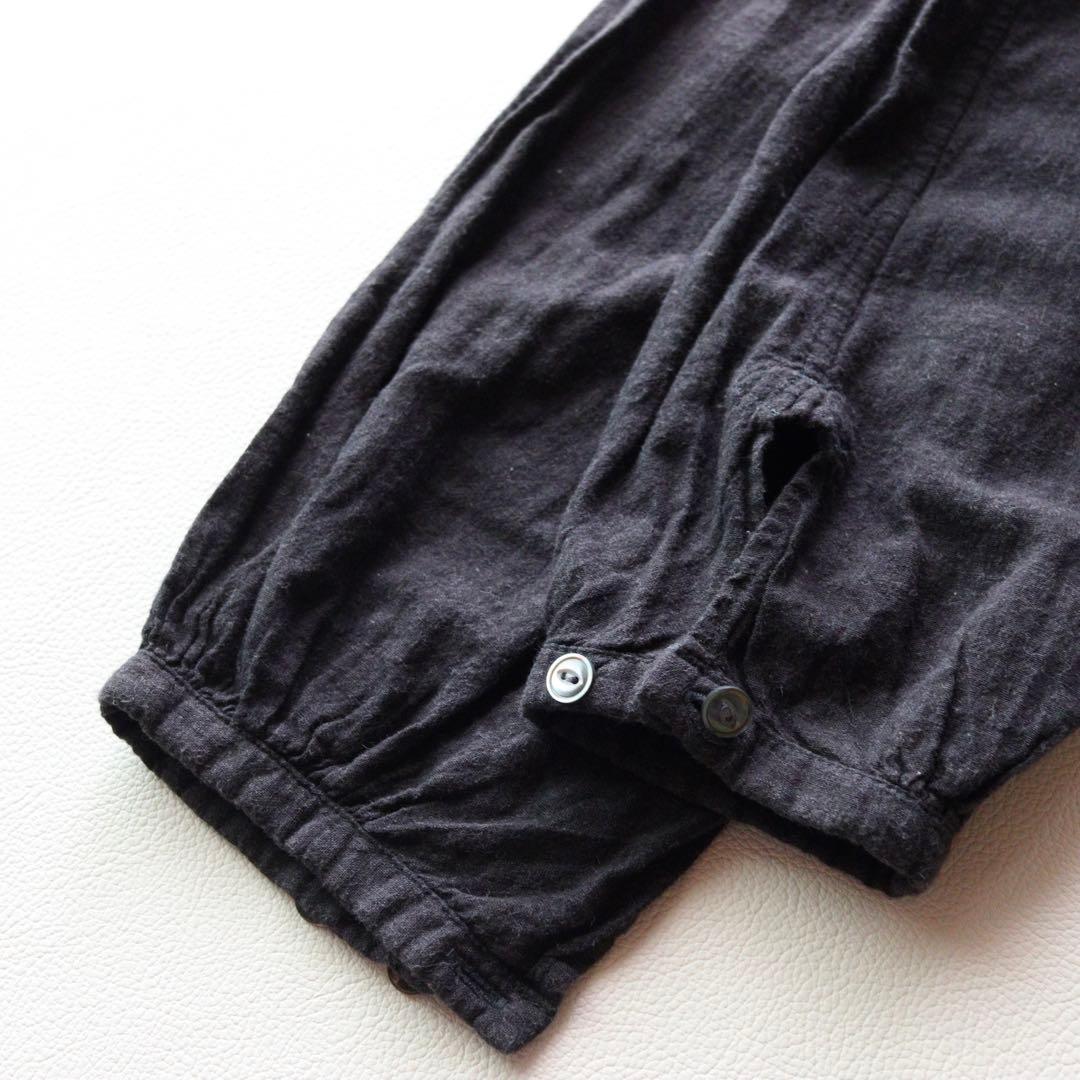 5336【美品】45R スキッパーギャザーチュニック ワンピース ダークグレー