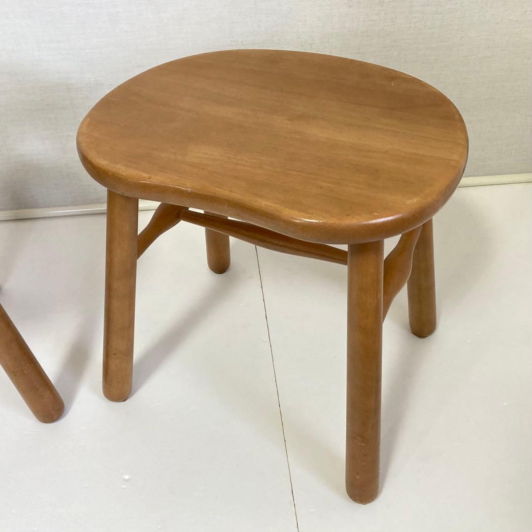 カリモク スツール チェア 椅子 置物台 ナチュラル 2脚 木製 家具 レトロ
