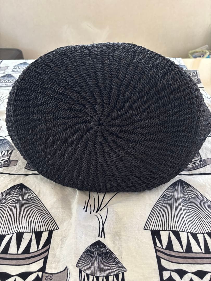 Backet Buggage かごバッグ　アバカ素材/牛革　ブラック