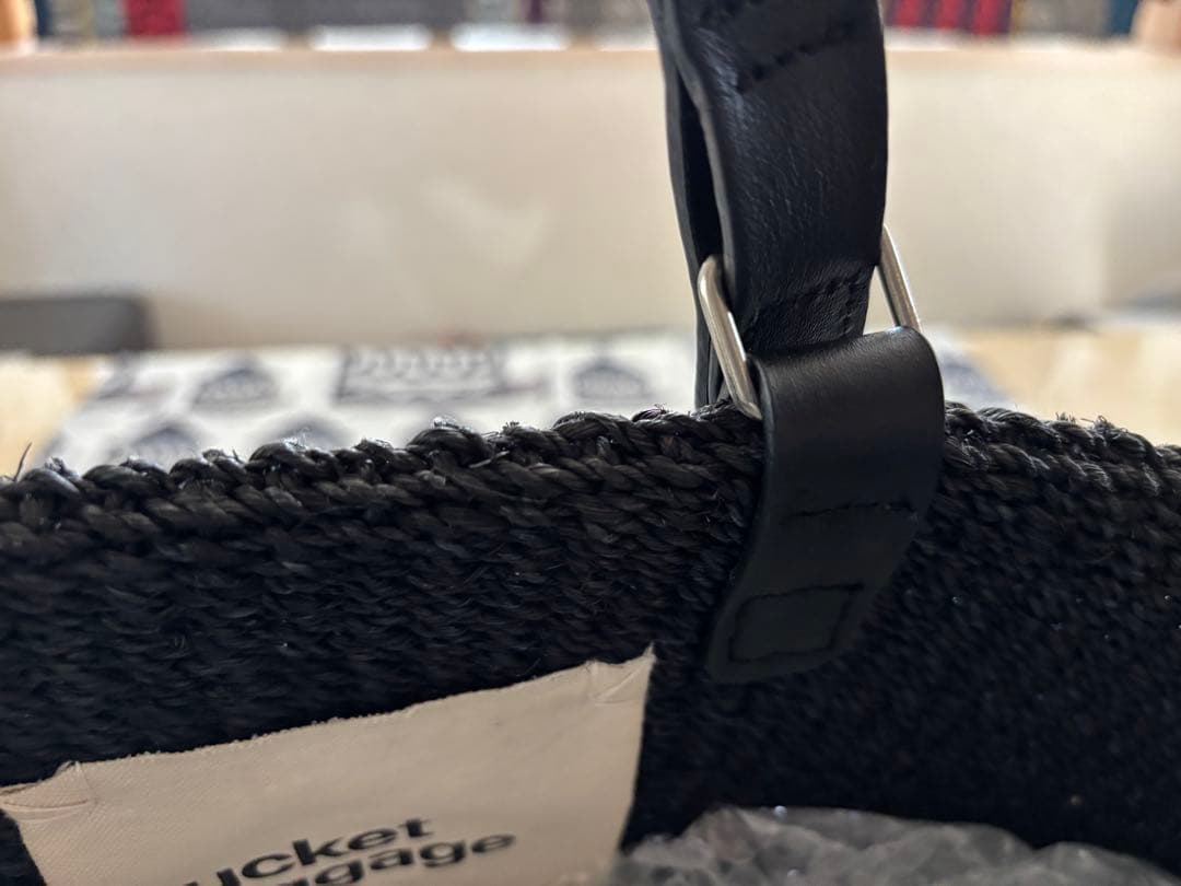 Backet Buggage かごバッグ　アバカ素材/牛革　ブラック