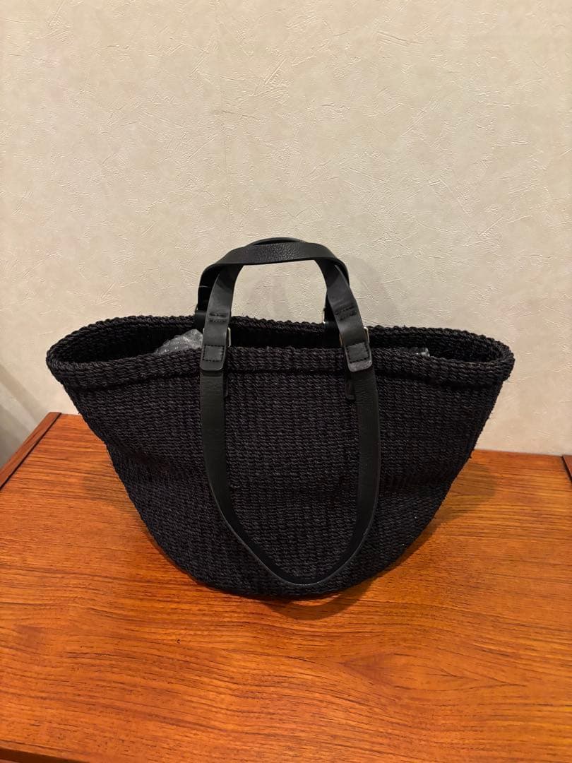 Backet Buggage かごバッグ　アバカ素材/牛革　ブラック