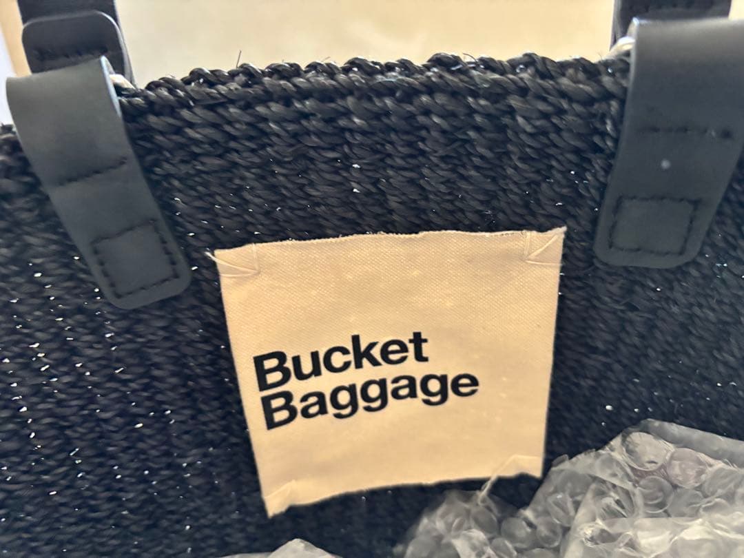 Backet Buggage かごバッグ　アバカ素材/牛革　ブラック