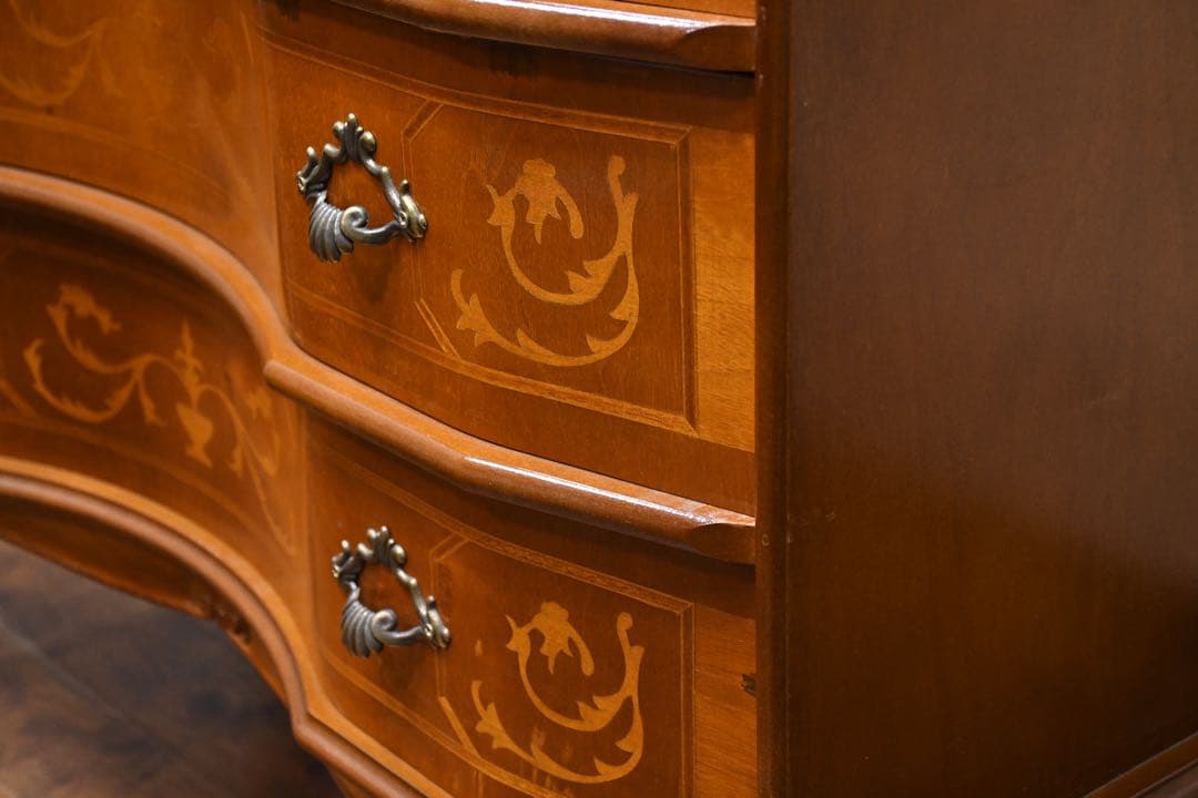 EAC72 イタリア製 象嵌細工 サイドチェスト 猫脚 彫刻 クラシック 3段