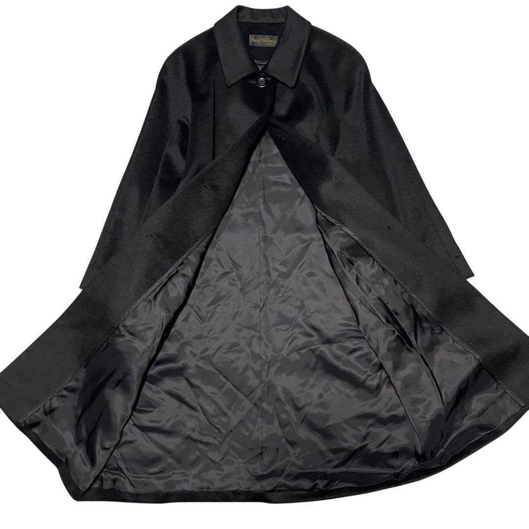 【カシミヤ100%×極美品】マキシ丈ロングチェスターコート 日本製 ブラックM