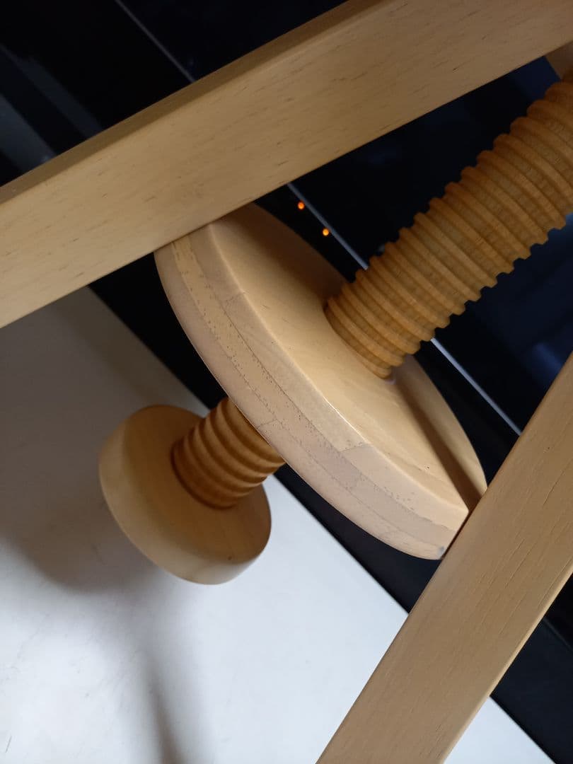 広松木工　スピンスツール　ミルクナチュラル　ウッド　チェック柄　クッション