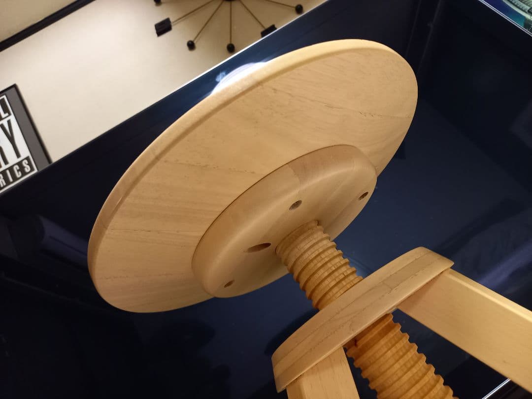 広松木工　スピンスツール　ミルクナチュラル　ウッド　チェック柄　クッション