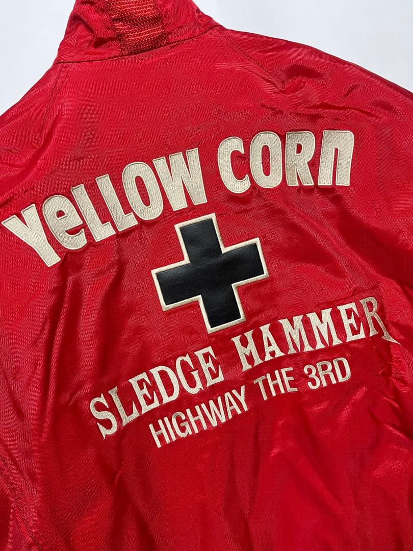 イエローコーン ナイロン シングルライダース ジャケット 赤 大きいサイズ LL