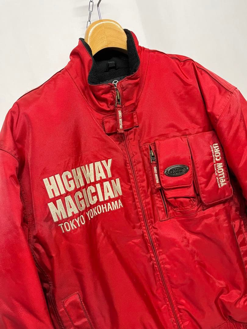 イエローコーン ナイロン シングルライダース ジャケット 赤 大きいサイズ LL