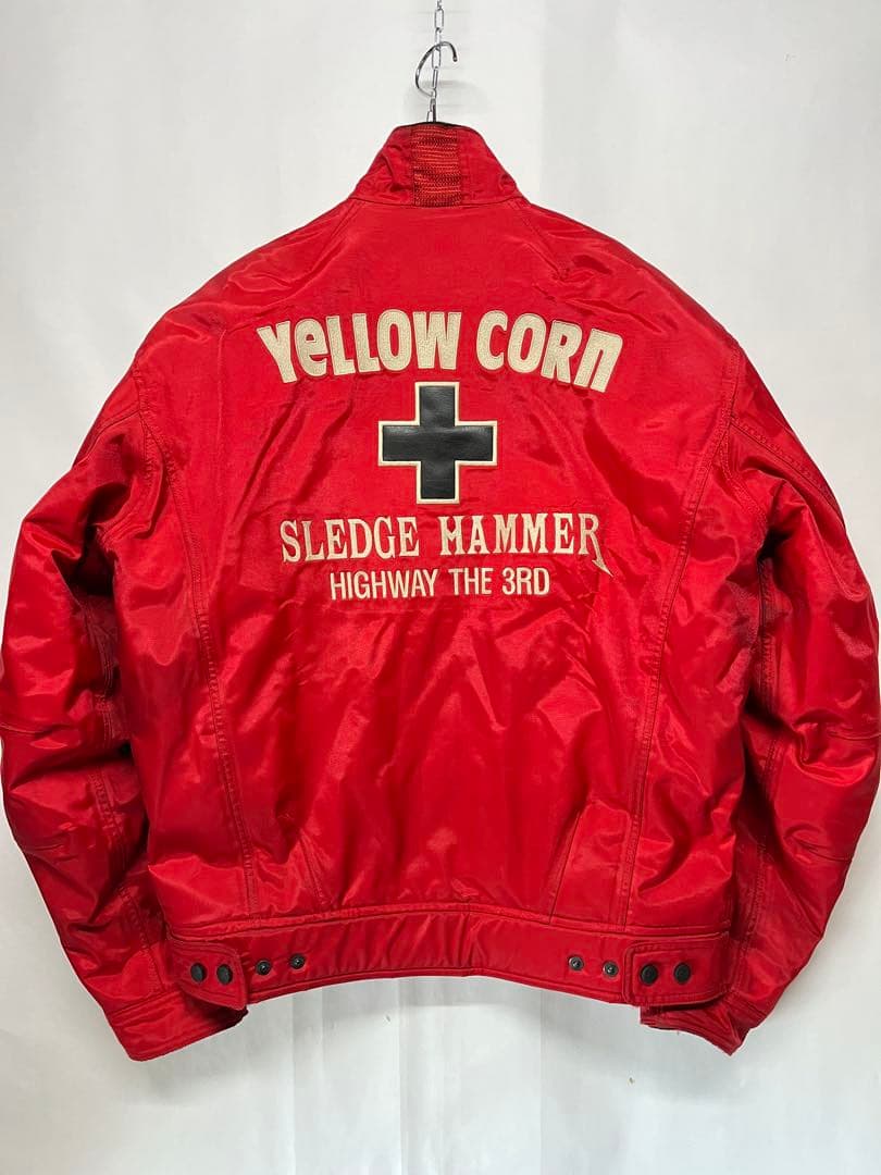 イエローコーン ナイロン シングルライダース ジャケット 赤 大きいサイズ LL