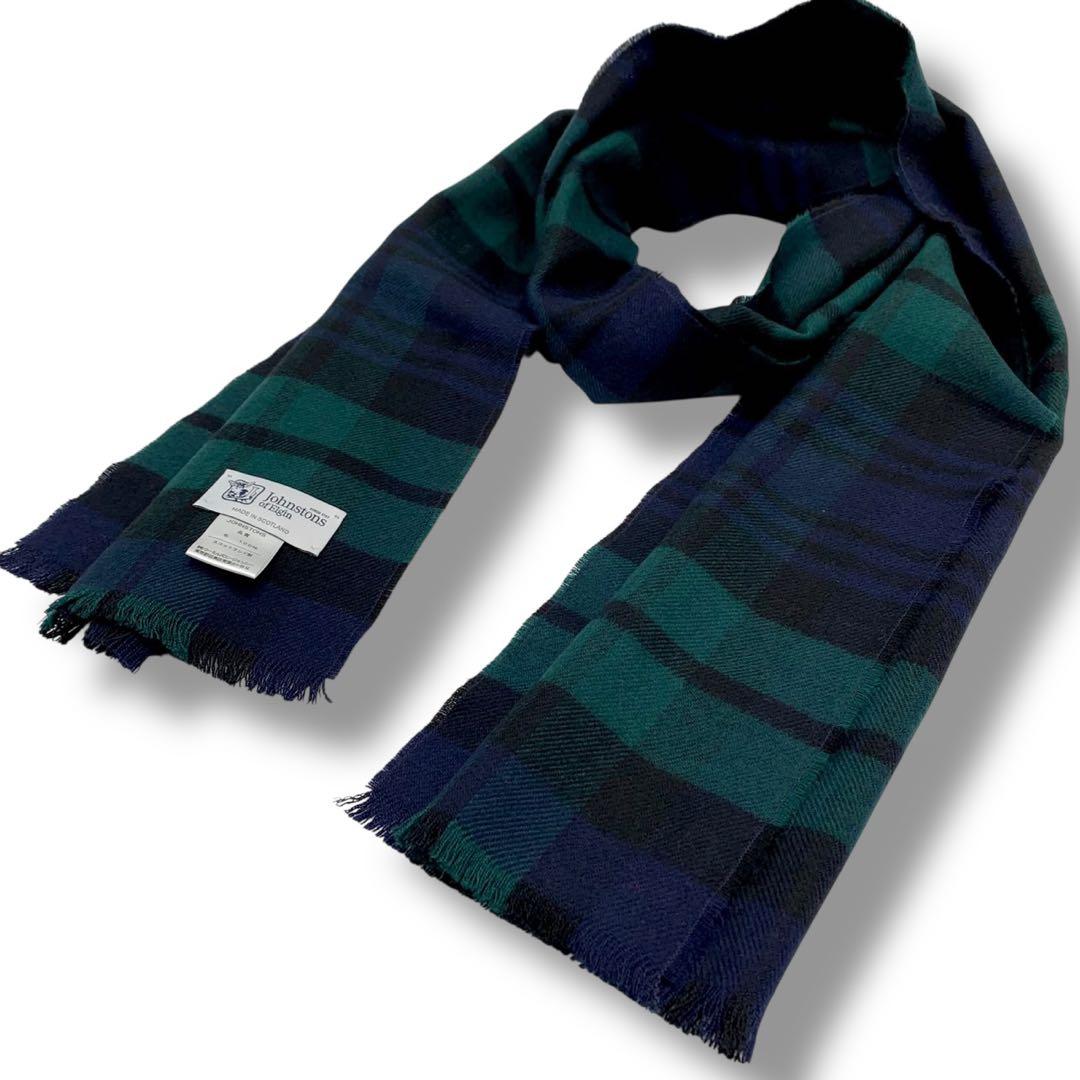 極美品✨ジョンストンズ オブ エルガン ウール 大判ストール マフラー チェック