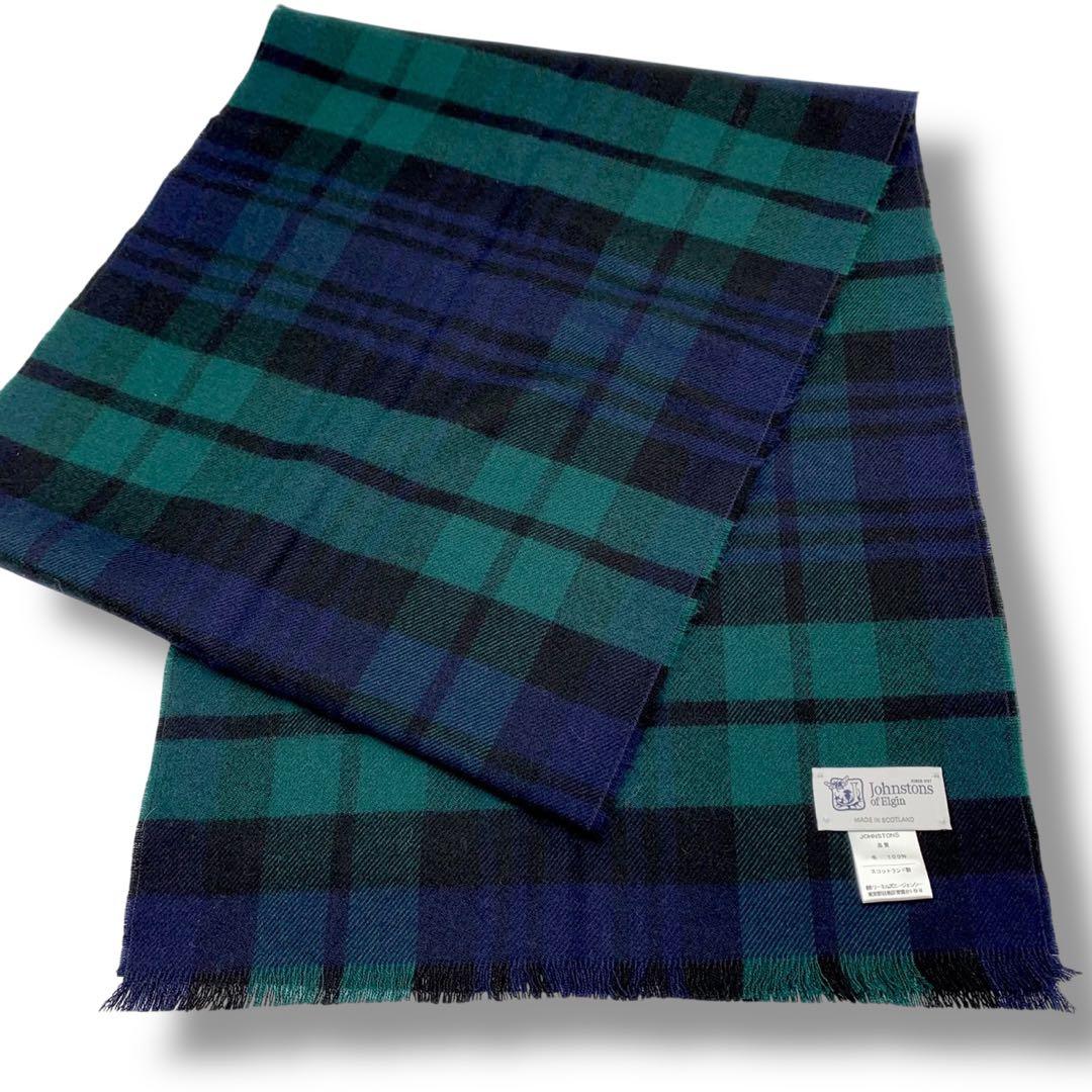 極美品✨ジョンストンズ オブ エルガン ウール 大判ストール マフラー チェック