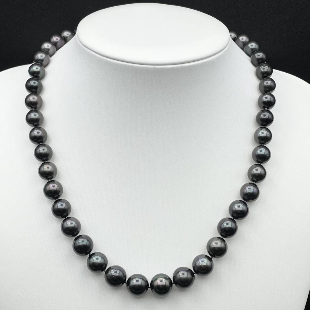 TASAKI 現行 黒蝶真珠 約8mm-11mm ネックレス Silver