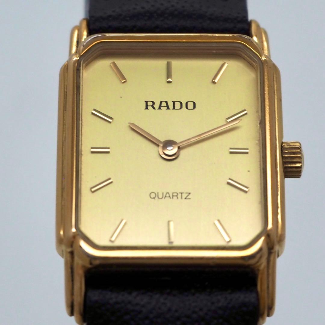 556 稼働 RADO 時計　レディース　スクエア 新品ベルト ゴールド 希少