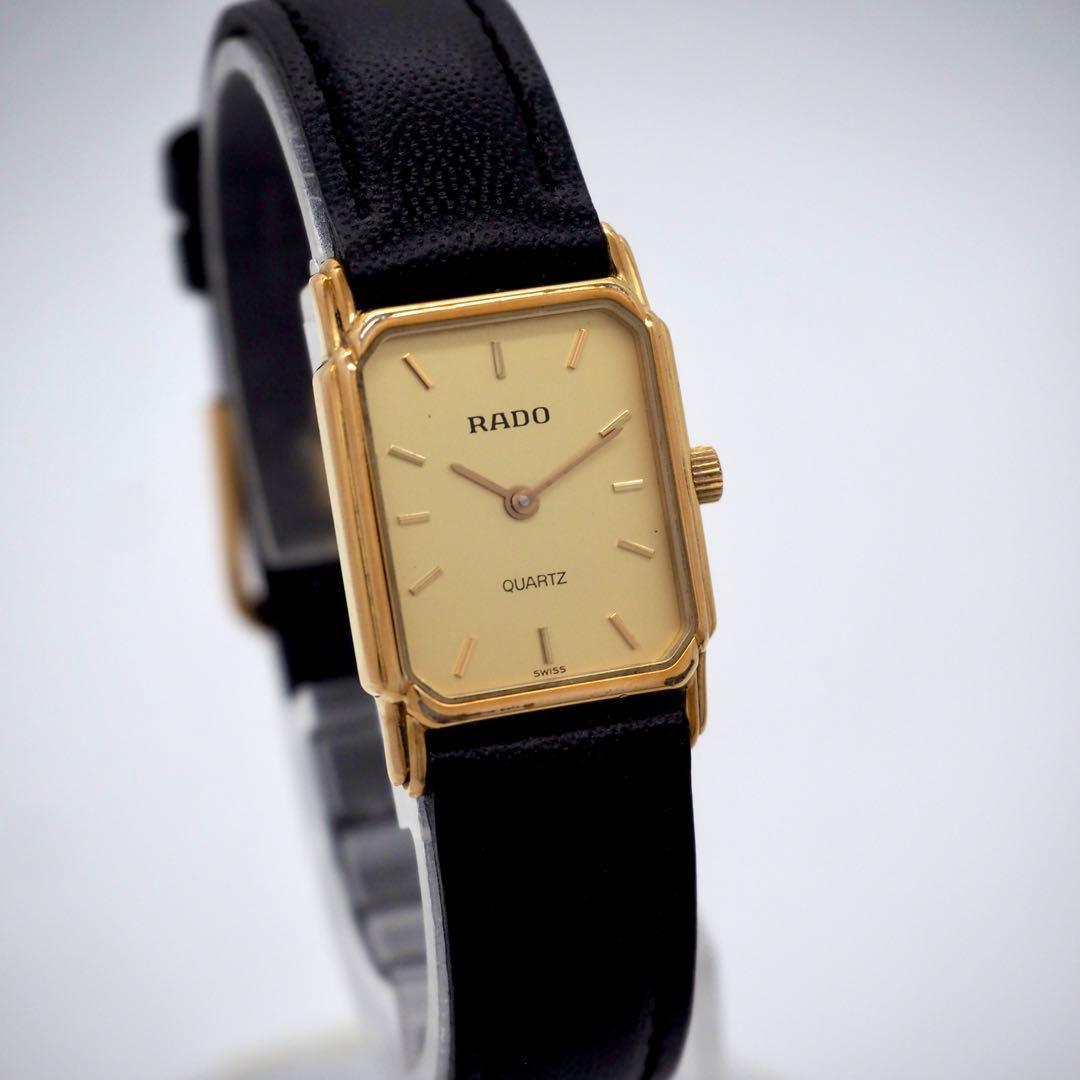 556 稼働 RADO 時計　レディース　スクエア 新品ベルト ゴールド 希少