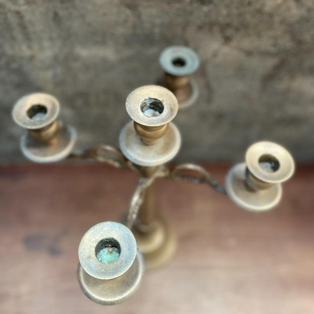 イギリス アンティーク キャンドル ホルダ 真鍮 燭台 ヴィンテージ 古道具