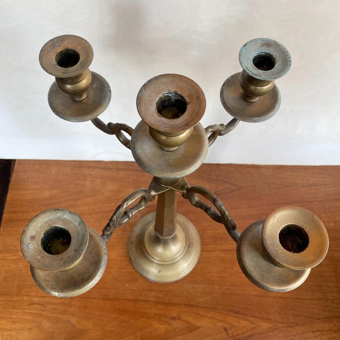 イギリス アンティーク キャンドル ホルダ 真鍮 燭台 ヴィンテージ 古道具