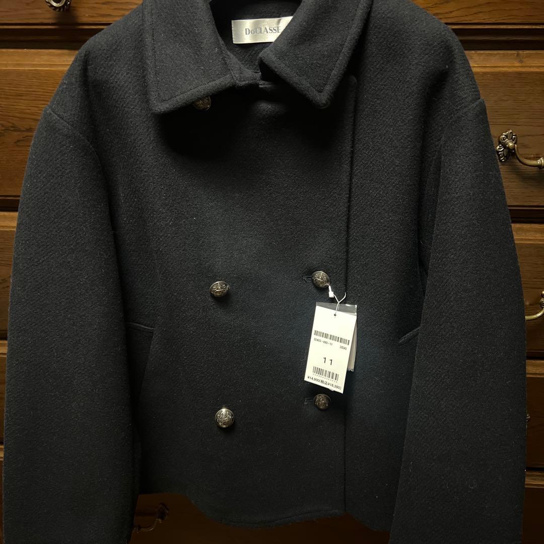 レディース　ダブルブレスト ピーコート　Ｌサイズ　新品　ミッドナイトブルー