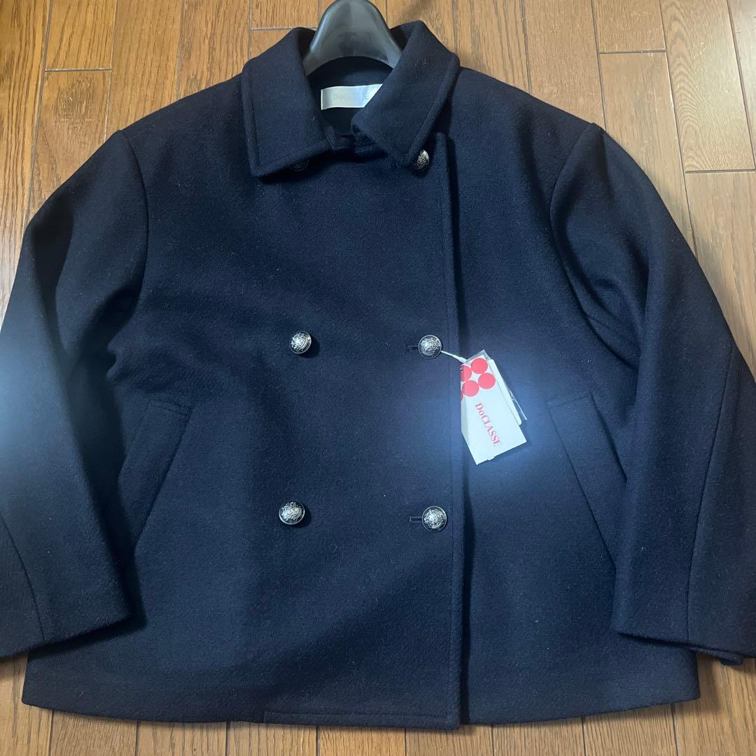 レディース　ダブルブレスト ピーコート　Ｌサイズ　新品　ミッドナイトブルー
