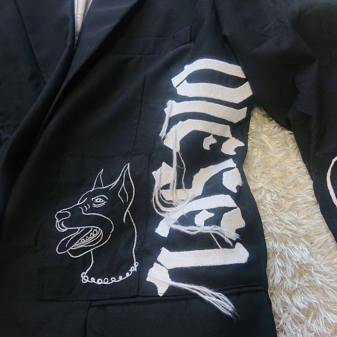 DIESEL テーラードジャケット ロゴ刺繍 ウール混 ロング丈 手洗い洗濯済