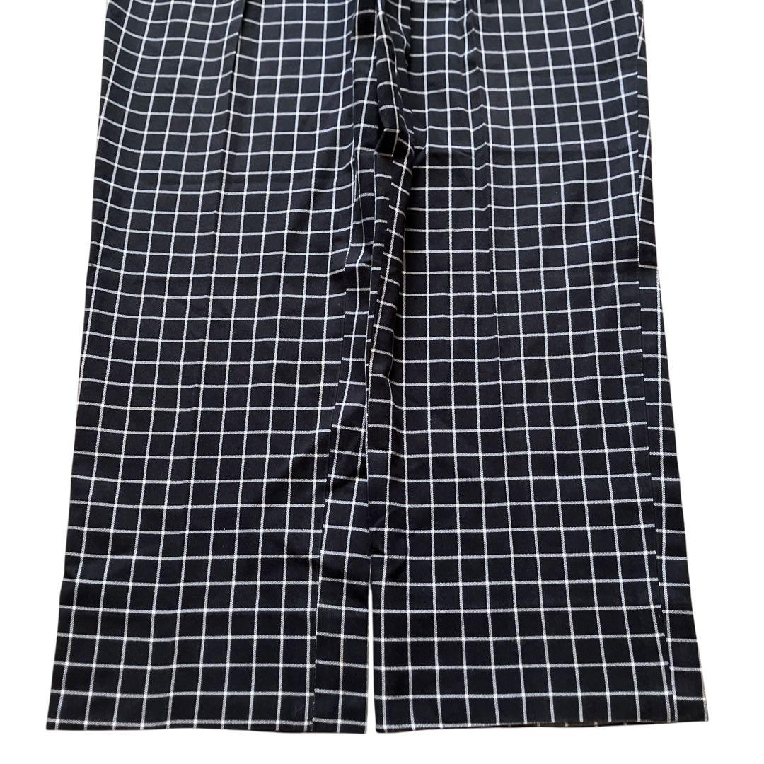 美品00s極太 EVISU 刺繍カモメ ワイドチェックパンツ Y2K ブラック