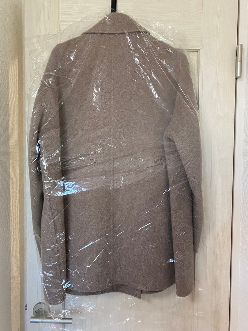 ベージュ ダブルブレスト ウールコート M