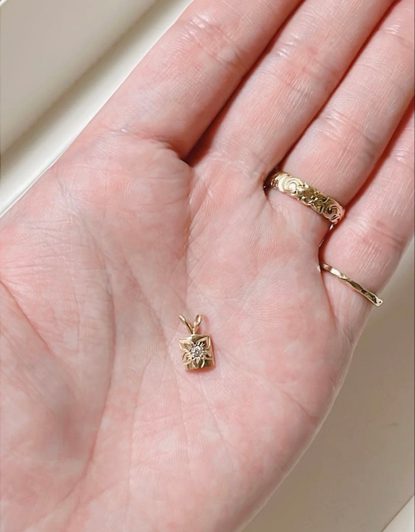 ハワイアンジュエリー　ワイレア　k14 ペンダント　ダイヤモンド