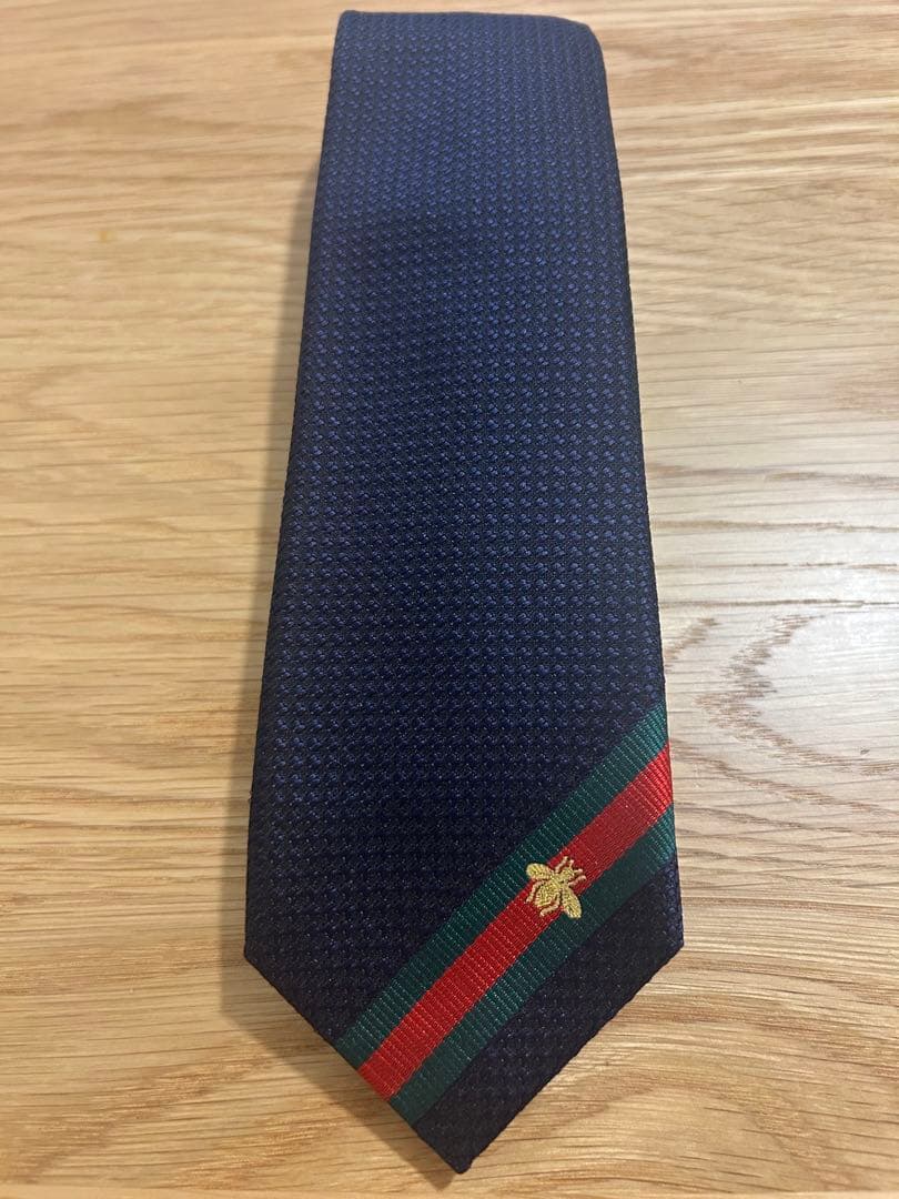 【新品未使用】GUCCI ネクタイ ネイビー シルク100%