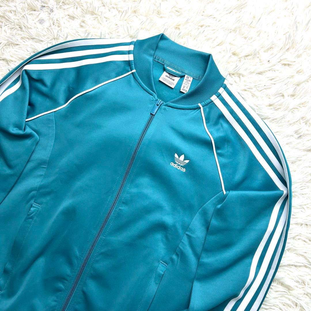 未使用級 L アディダス SST トラックジャケット ターコイズ レディース