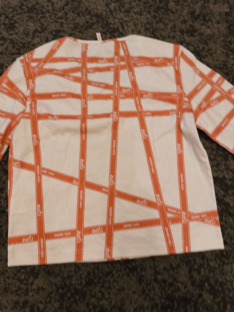 HERMES 長袖Tシャツ ホワイト/オレンジ
