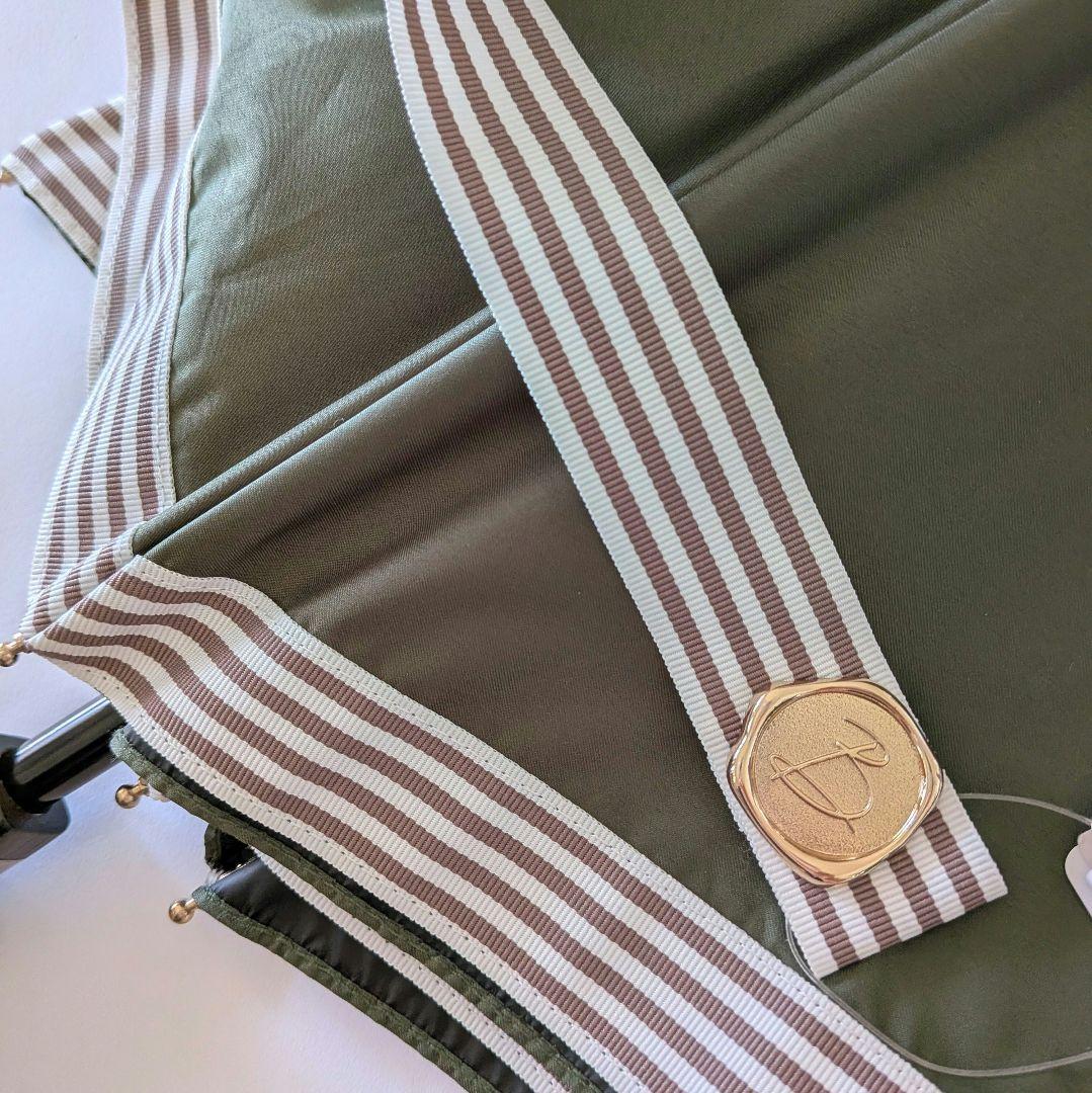 ビューランス　グリーン×ブラウンストライプ　折りたたみ晴雨兼用傘