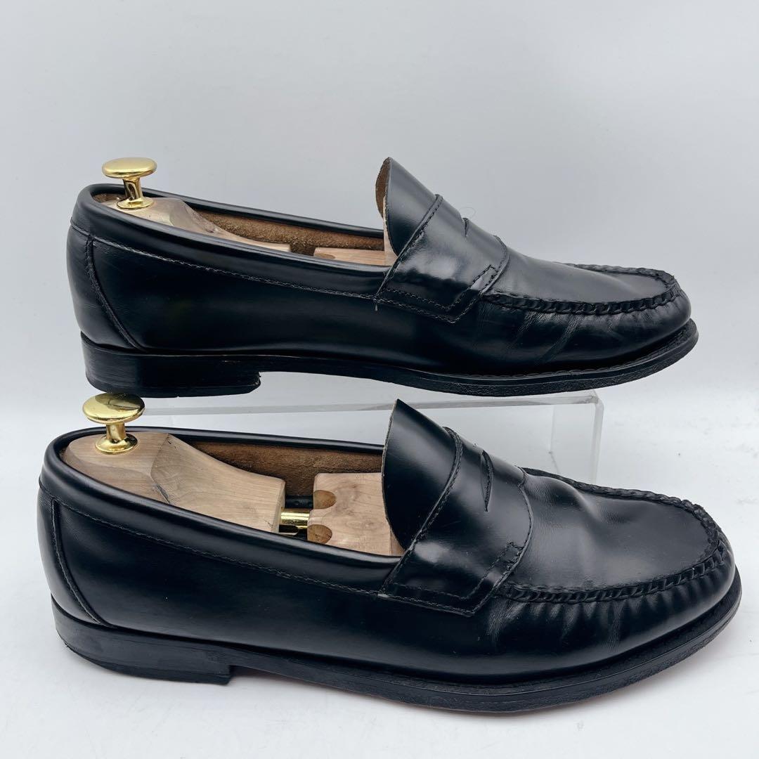 アッパー美品✨ジーエイチバス ローガン ペニーローファー ガラスレザー 黒 9