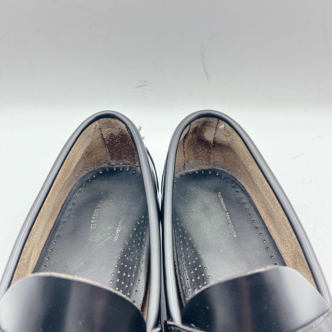 アッパー美品✨ジーエイチバス ローガン ペニーローファー ガラスレザー 黒 9