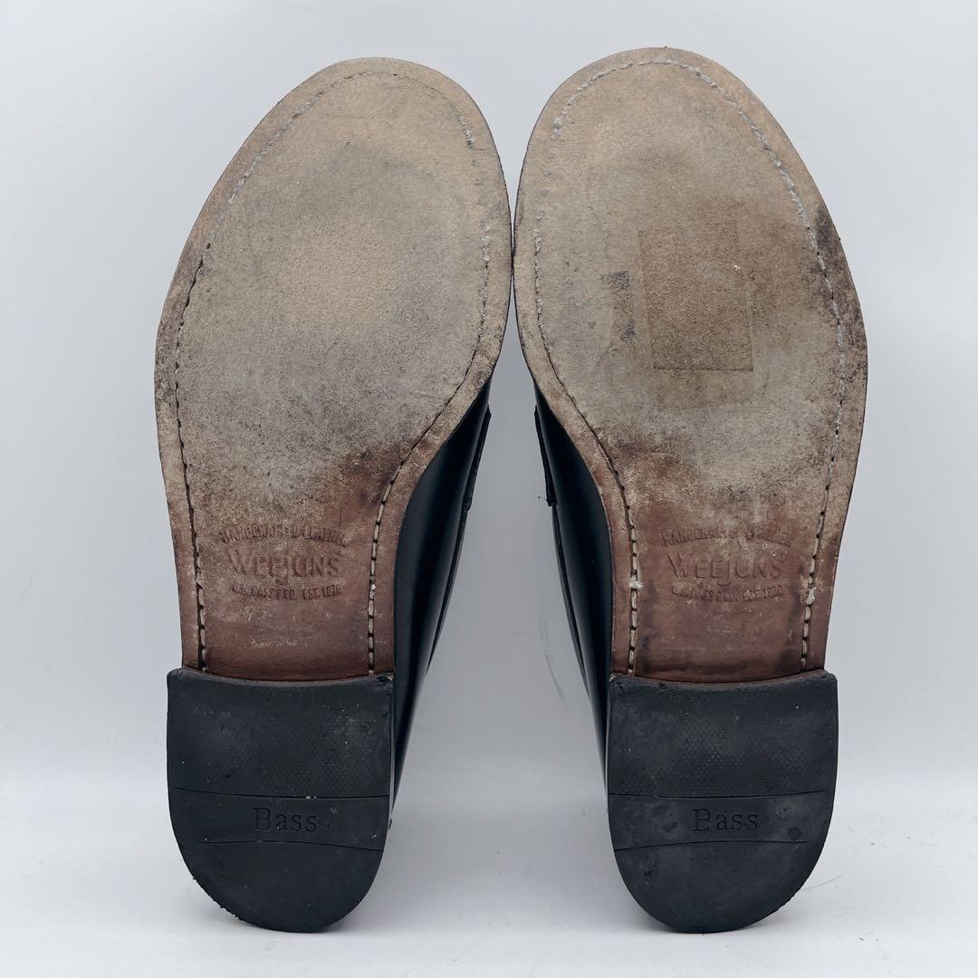 アッパー美品✨ジーエイチバス ローガン ペニーローファー ガラスレザー 黒 9