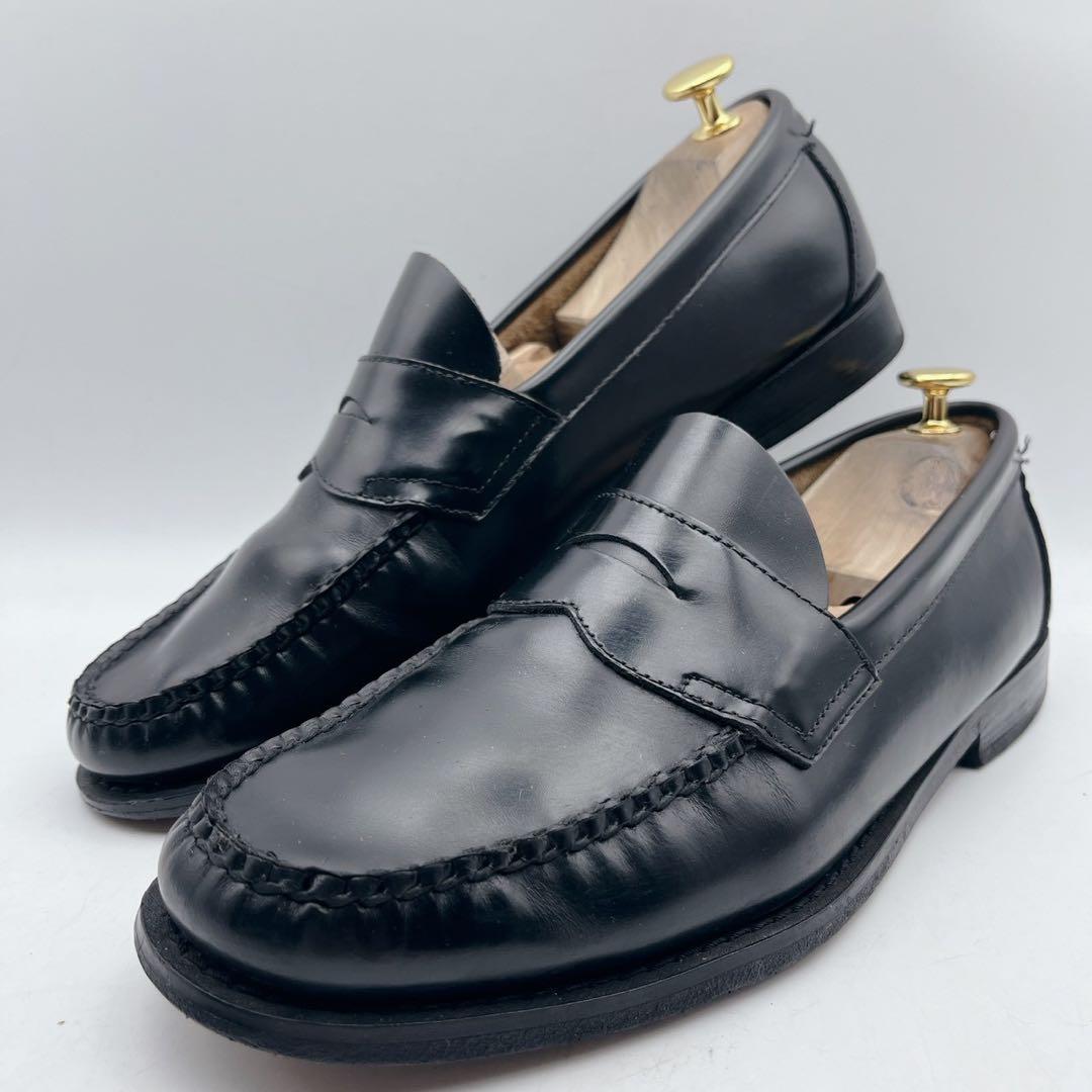 アッパー美品✨ジーエイチバス ローガン ペニーローファー ガラスレザー 黒 9
