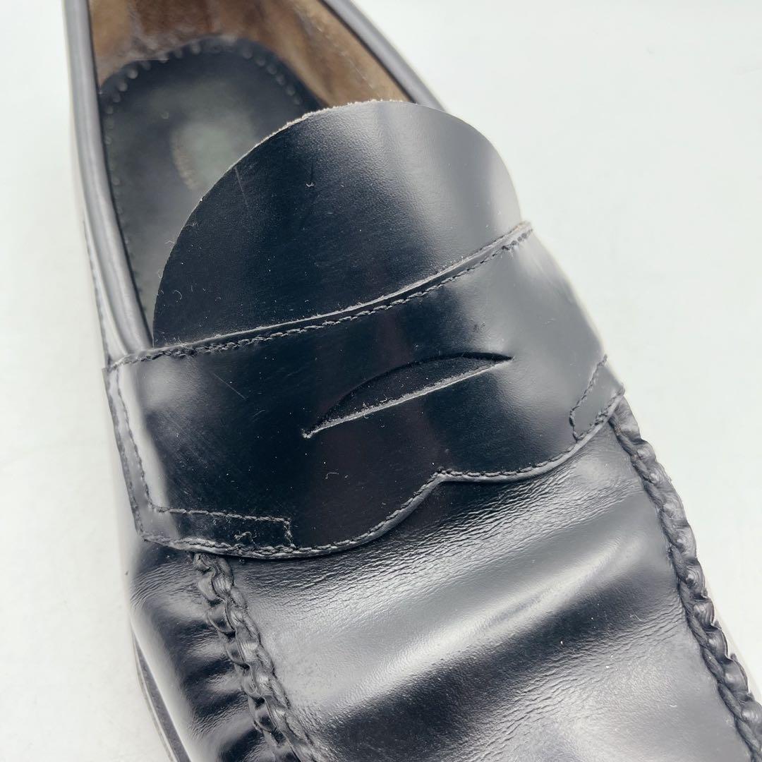 アッパー美品✨ジーエイチバス ローガン ペニーローファー ガラスレザー 黒 9