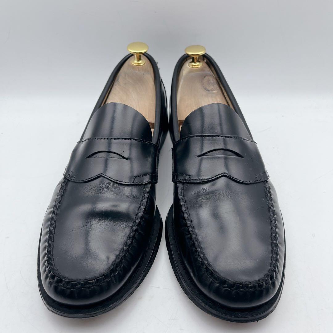 アッパー美品✨ジーエイチバス ローガン ペニーローファー ガラスレザー 黒 9