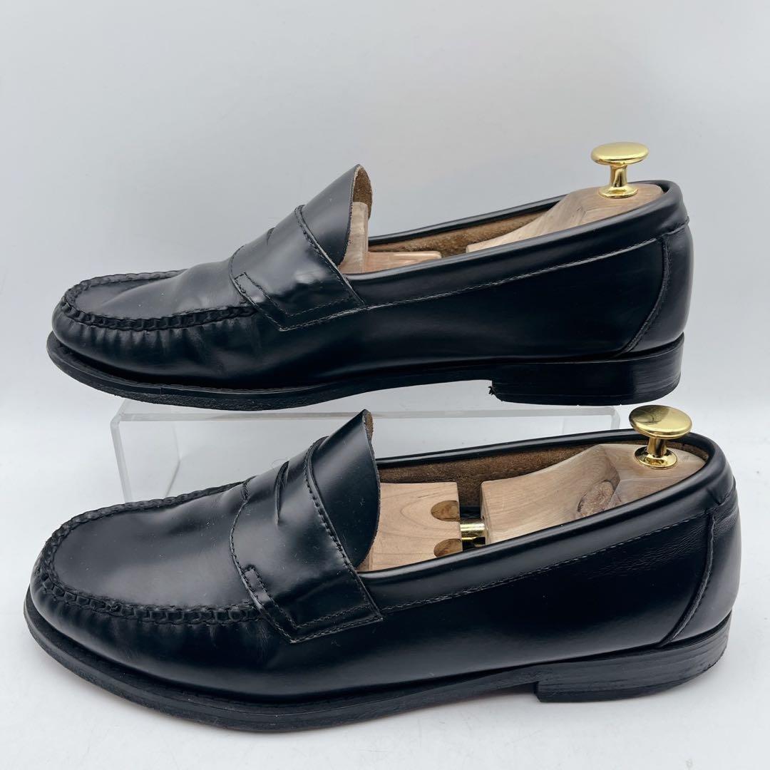 アッパー美品✨ジーエイチバス ローガン ペニーローファー ガラスレザー 黒 9